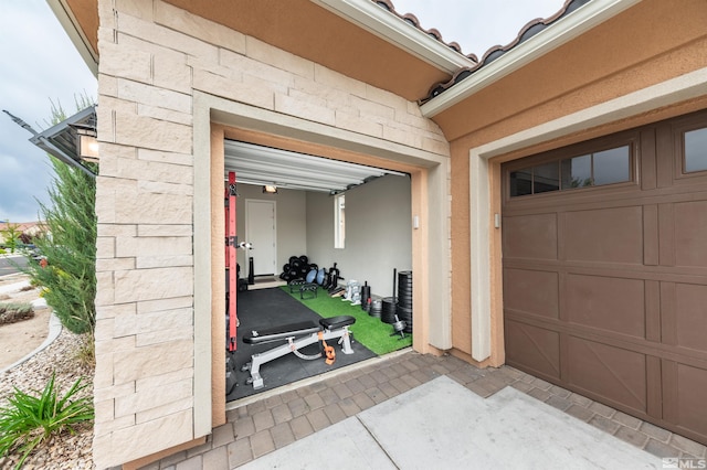 view of garage