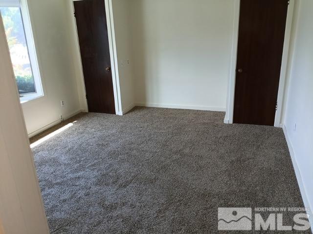 unfurnished bedroom featuring baseboards, a closet, and carpet flooring