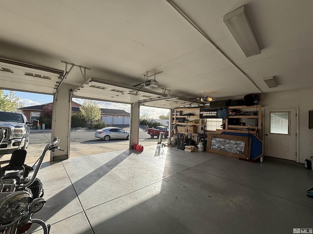 garage with a garage door opener