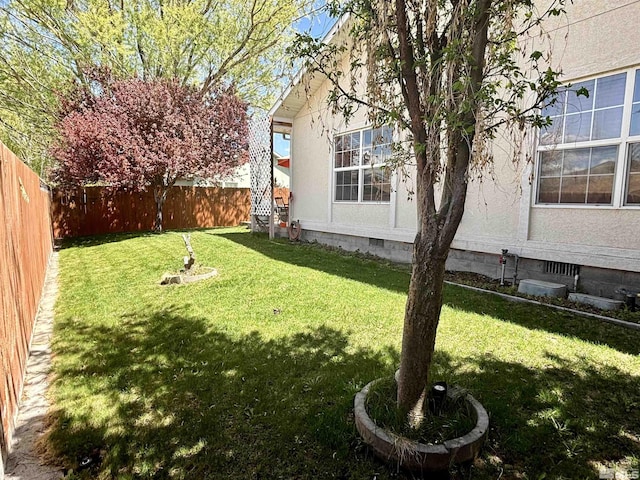 view of yard featuring a fenced backyard