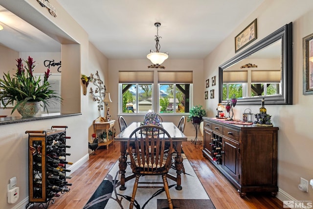 dining room featuring baseboards and light wood finished floors