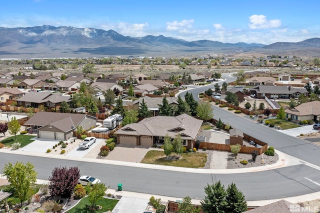 bird's eye view with a mountain view and a residential view
