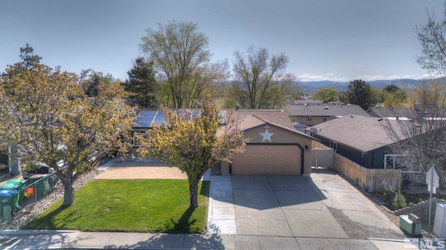 birds eye view of property featuring a mountain view
