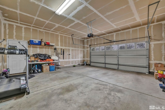 garage with a garage door opener