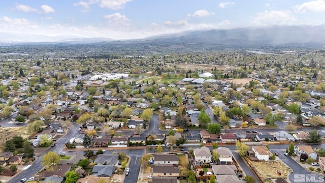 aerial view with a mountain view and a residential view