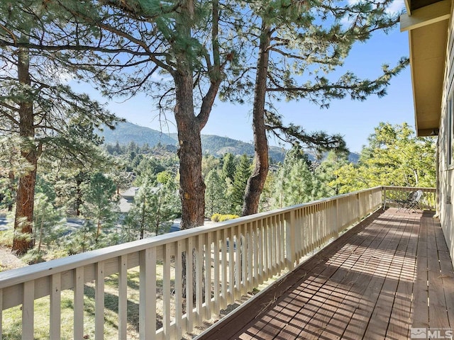 deck featuring a mountain view