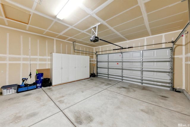garage with a garage door opener