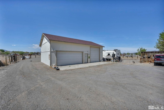 view of detached garage