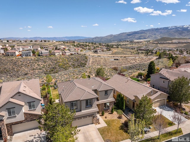 aerial view with a residential view and a mountain view
