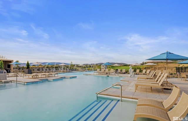 community pool with a patio
