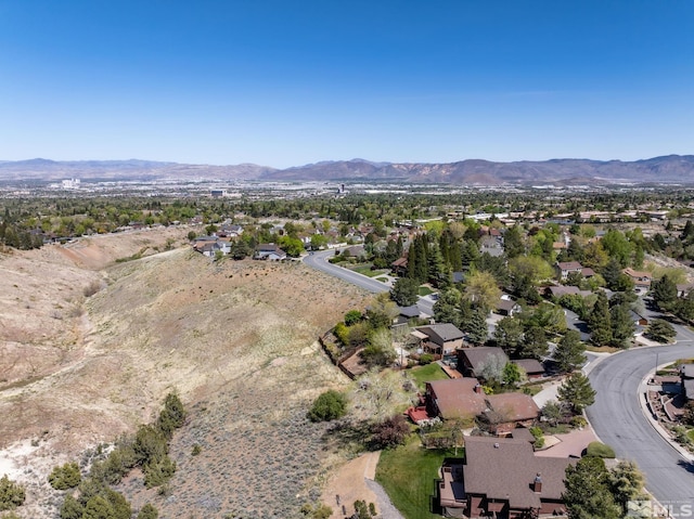 birds eye view of property featuring a residential view and a mountain view