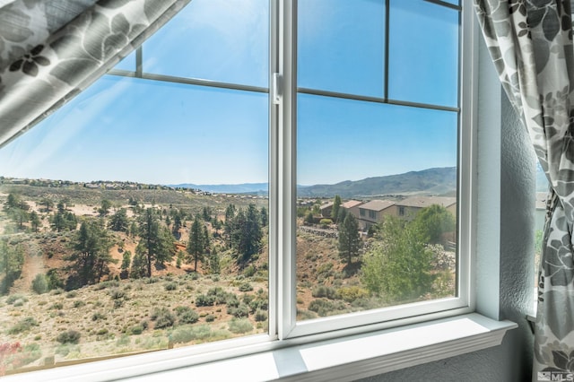 interior details featuring a mountain view
