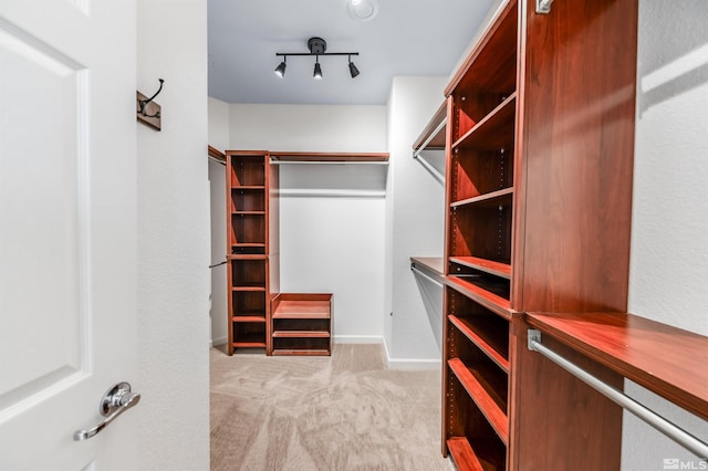 spacious closet with light colored carpet