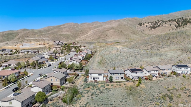 aerial view featuring a residential view and a mountain view