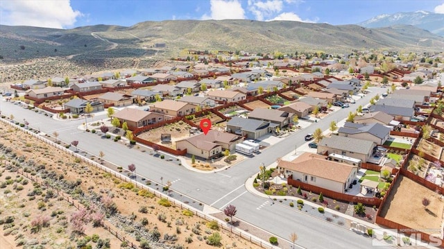 bird's eye view with a mountain view and a residential view