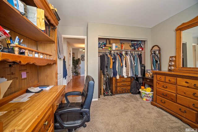 view of carpeted office space