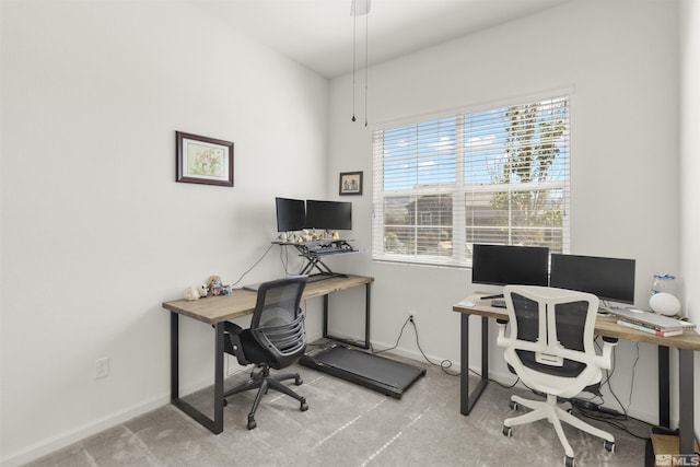 office area with carpet floors and baseboards