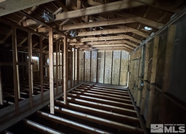 view of unfinished attic