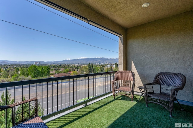 balcony with a mountain view