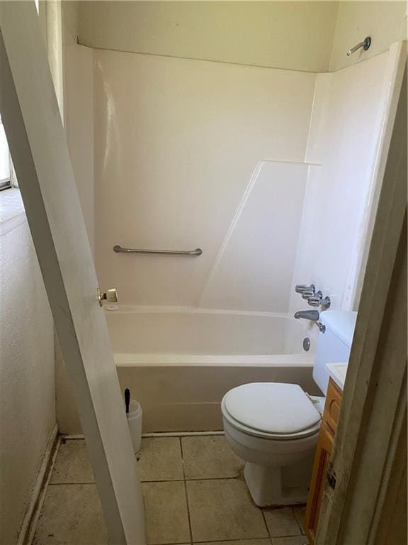 full bathroom featuring vanity, tile floors, shower / bathing tub combination, and toilet