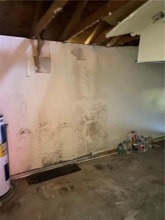 basement with water heater