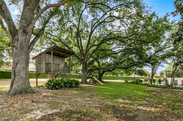 view of yard featuring a playground