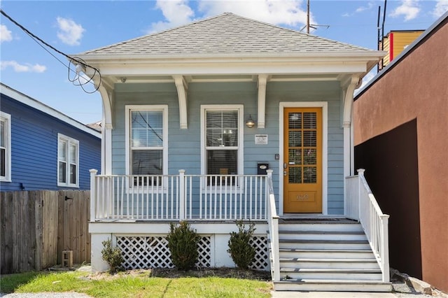 view of front of home featuring covered porch