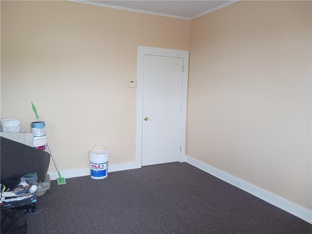 interior space featuring carpet floors and crown molding