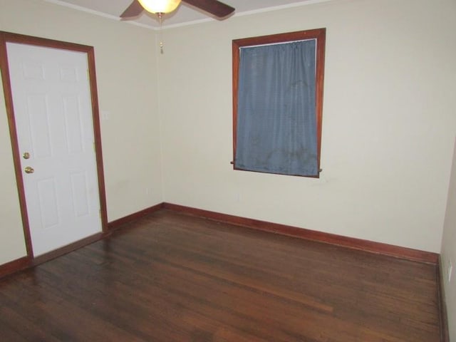 3701 Elysian Fields Ave, New Orleans, LA 70122 - empty room featuring crown molding, dark hardwood / wood-style floors, and ceiling fan