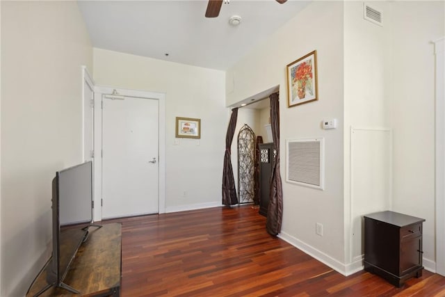 interior space with dark hardwood / wood-style flooring