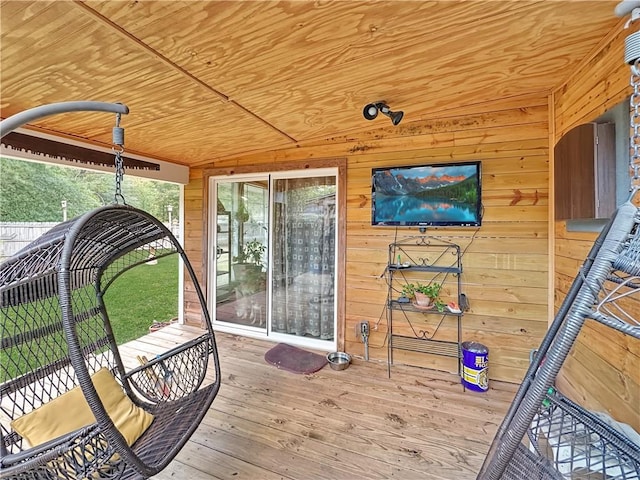 exterior space featuring wooden ceiling