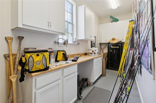 kitchen with white cabinets