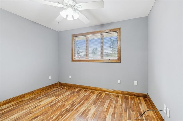 unfurnished room featuring ceiling fan and light hardwood / wood-style floors