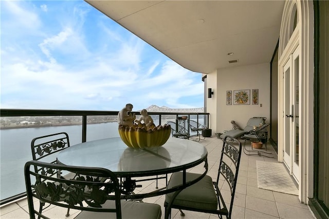 balcony with a water view