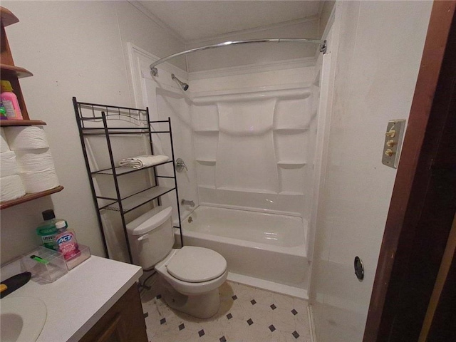 full bathroom featuring vanity, toilet, and shower / bath combination