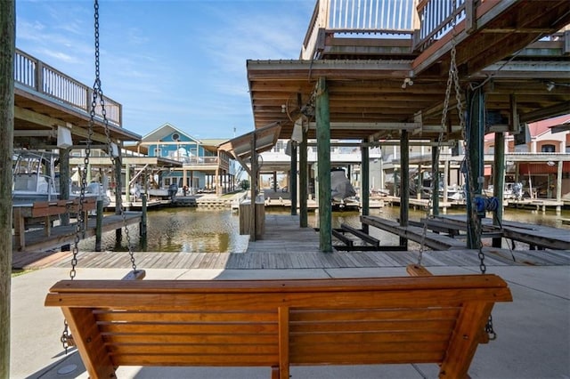 dock area featuring a water view