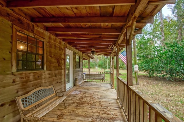 deck featuring ceiling fan