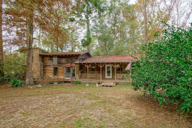 view of front facade with a deck