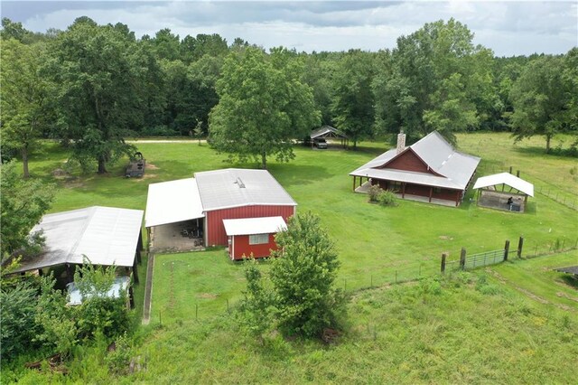 aerial view featuring a rural view