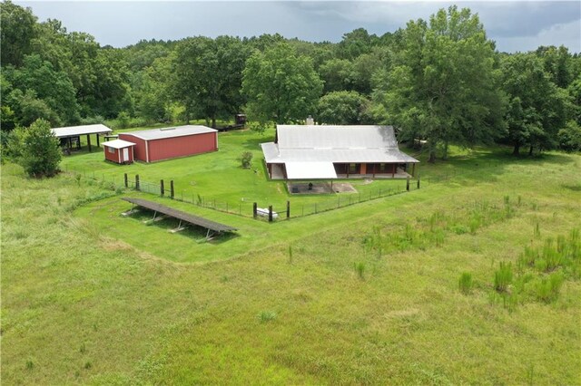 drone / aerial view with a rural view