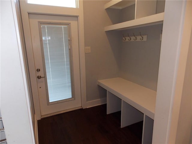 mudroom with dark hardwood / wood-style flooring