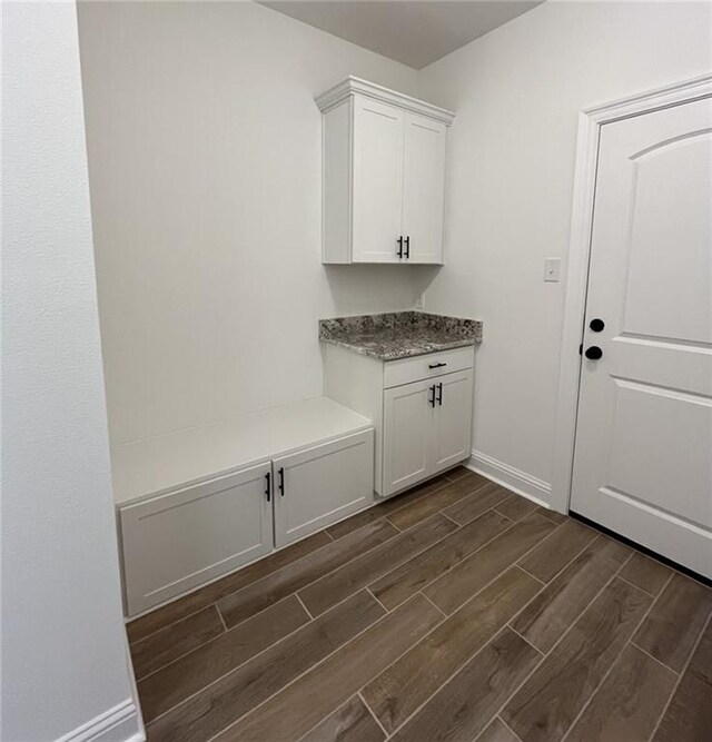 laundry area featuring dark hardwood / wood-style floors