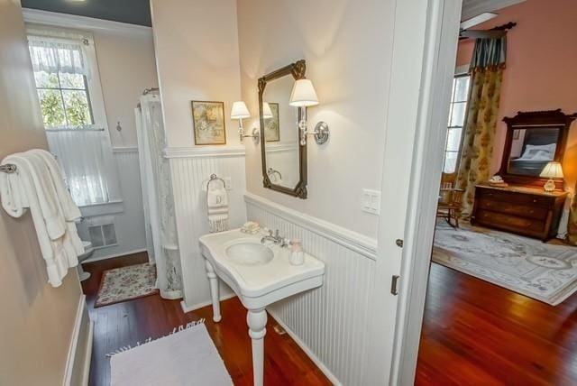 bathroom featuring hardwood / wood-style flooring