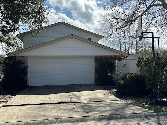 exterior space with a garage