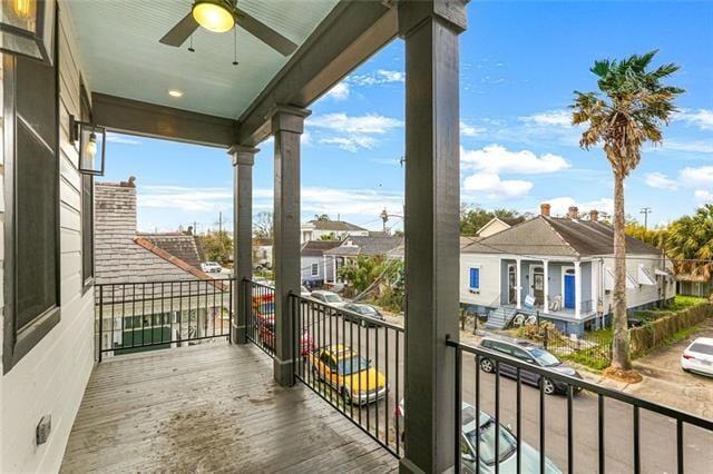 balcony with ceiling fan