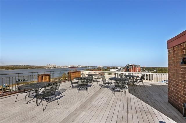 deck with a water view