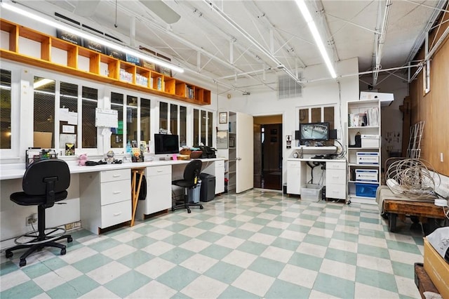 office featuring light tile flooring