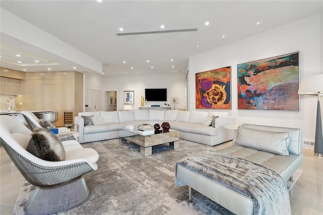 view of tiled living room