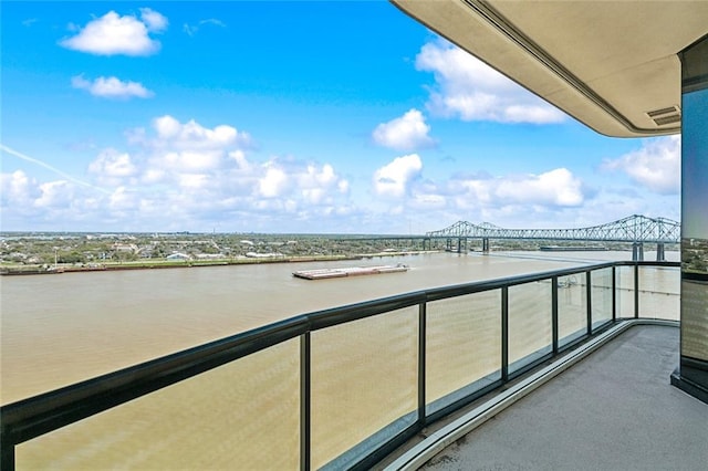 balcony with a water view