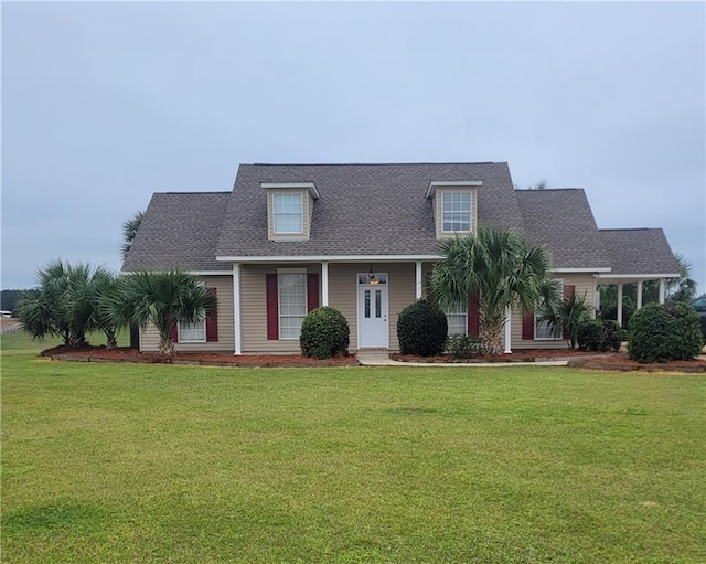 view of front of home featuring a front lawn